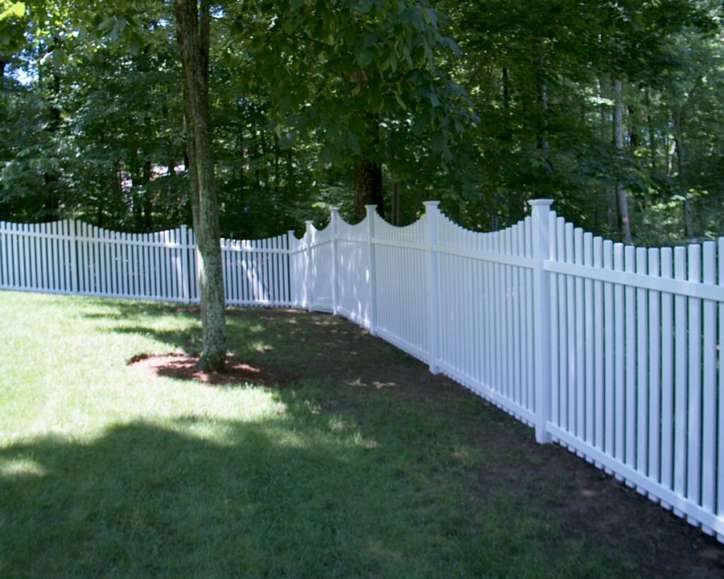 White vinyl picket fence
