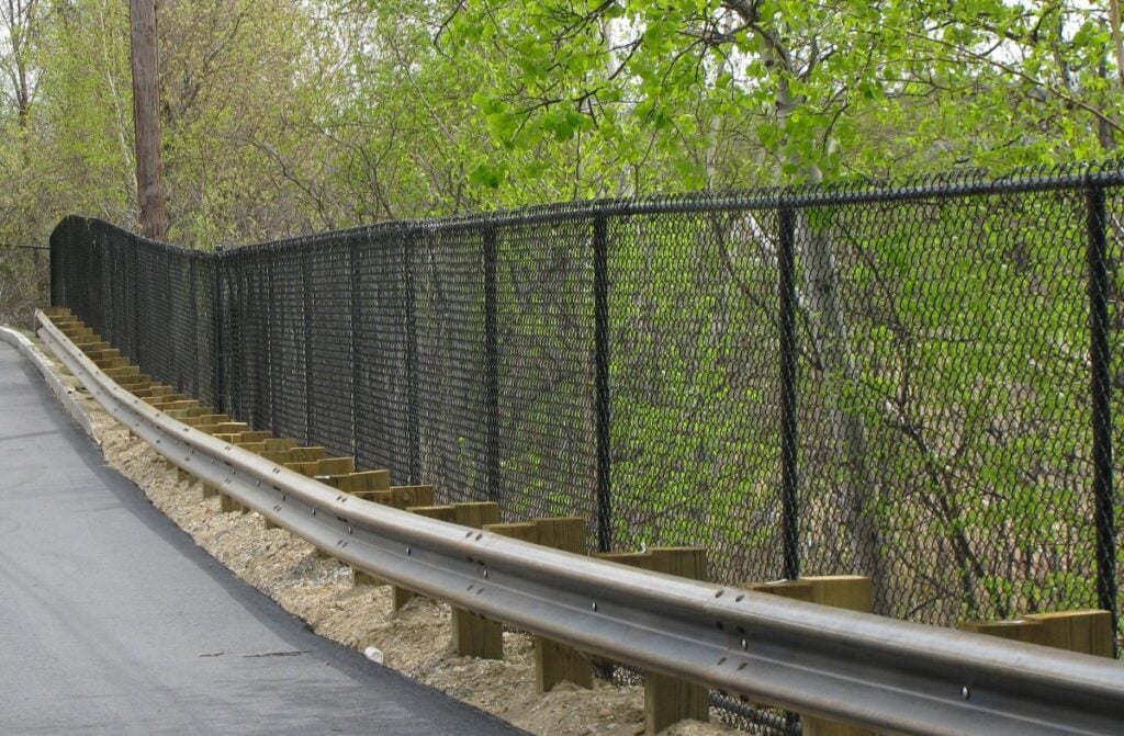 Black chain link fence