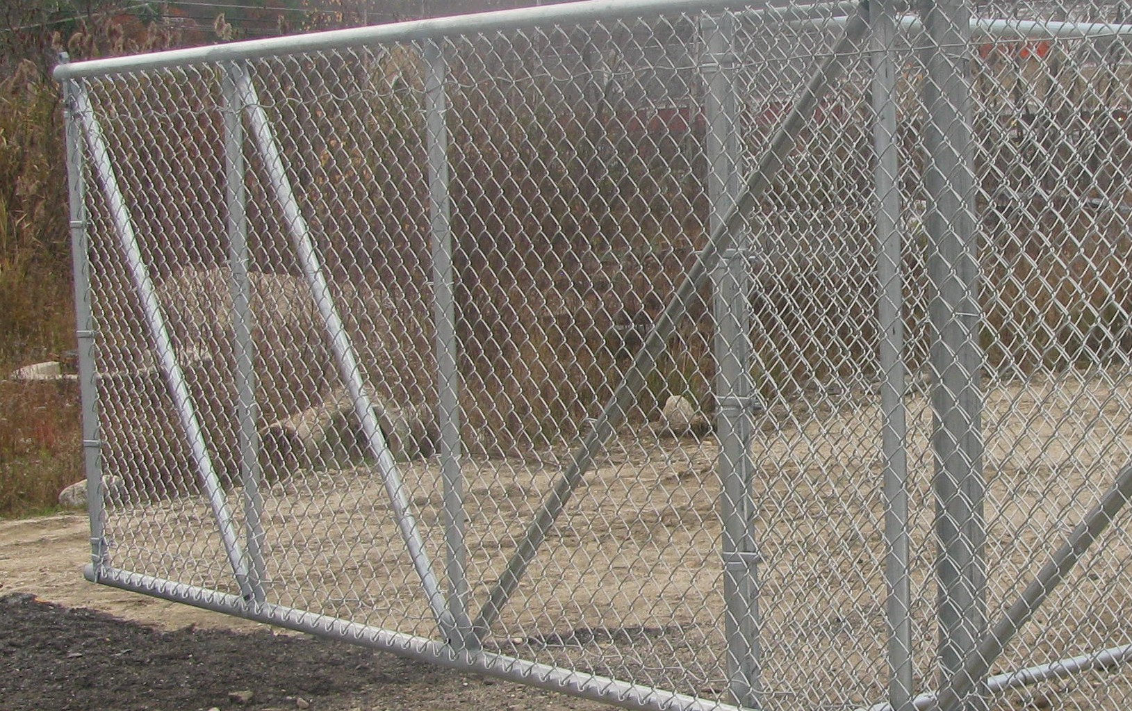 Grey chain link fence
