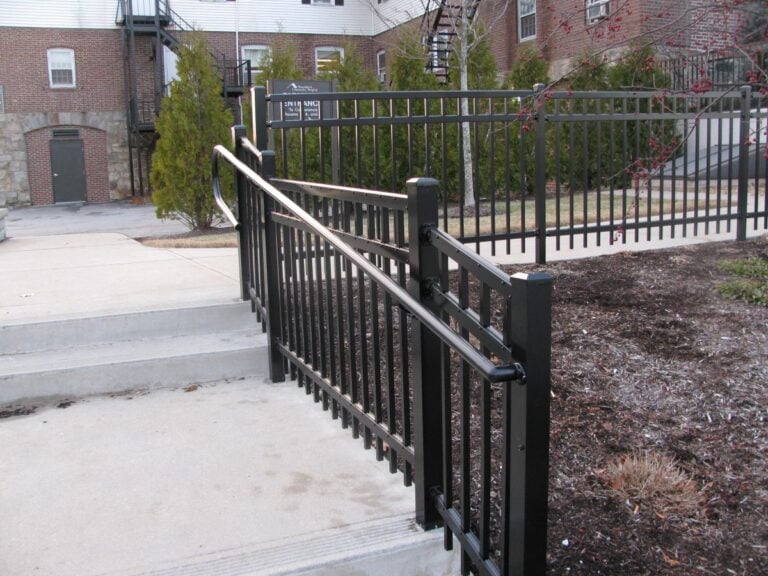 Metal railing next to steps