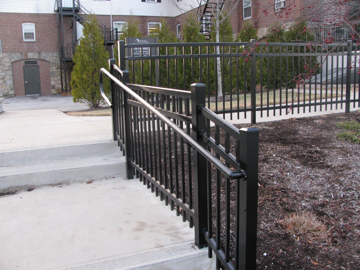 Metal railing next to steps
