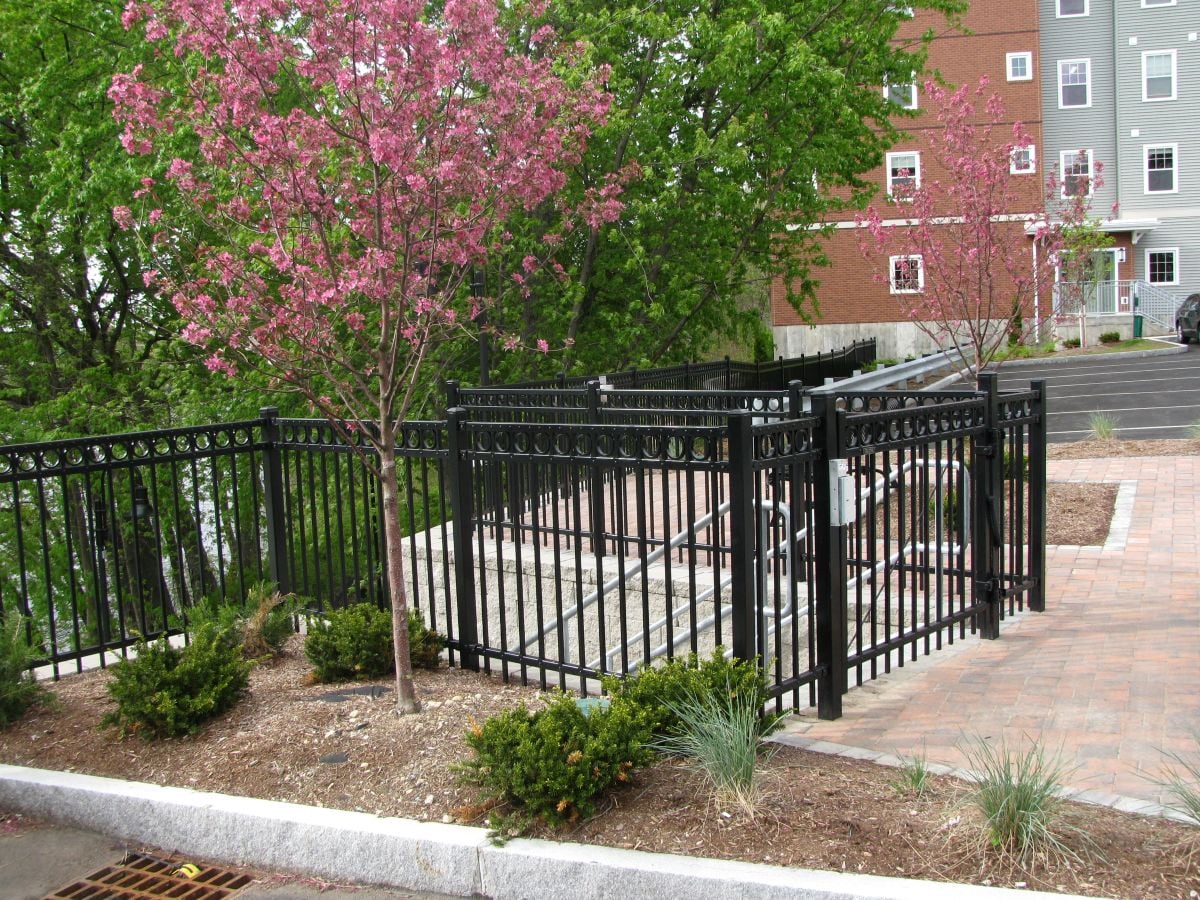 Metal fence in a park