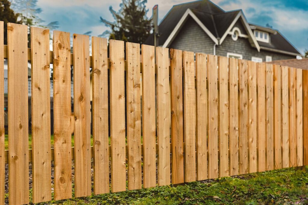 a newly installed wooden fence