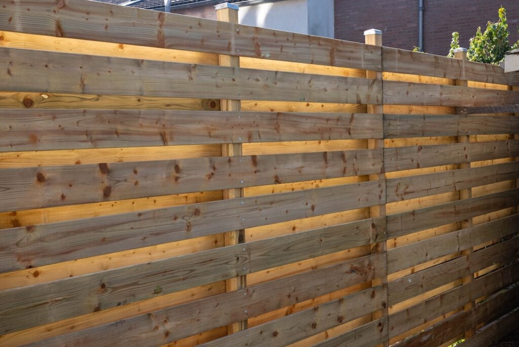 horizontal wood fencing