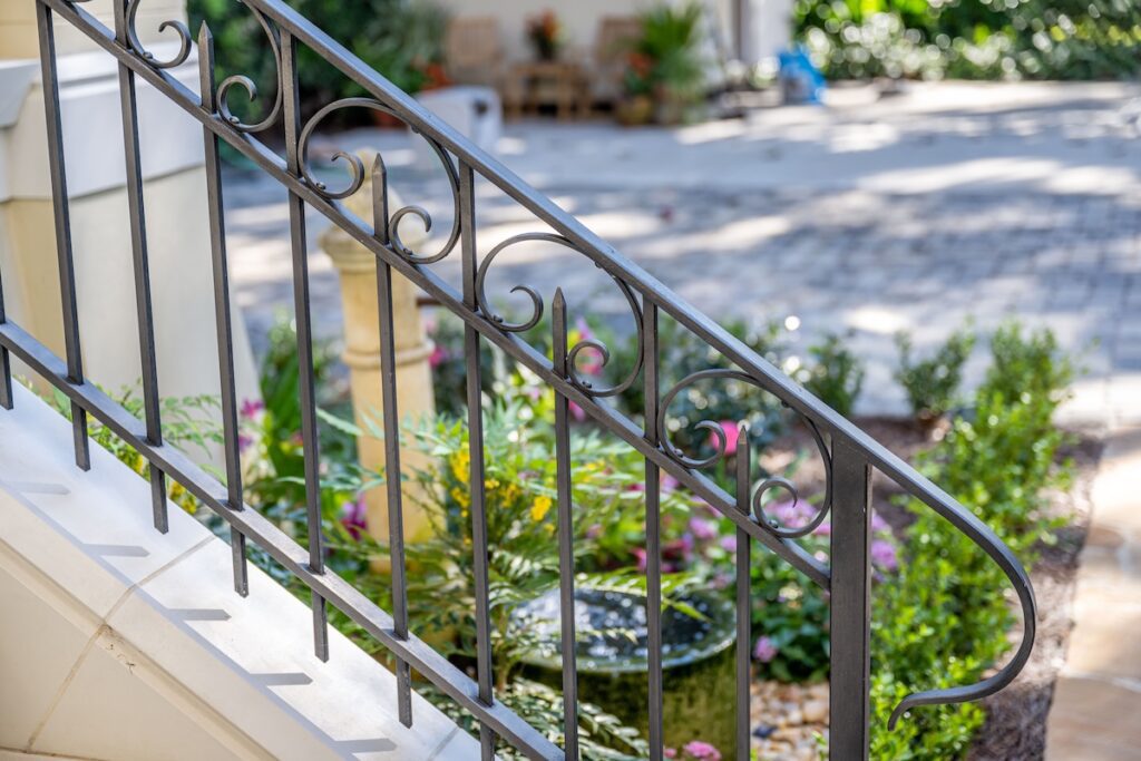 Black metal railing outdoors
