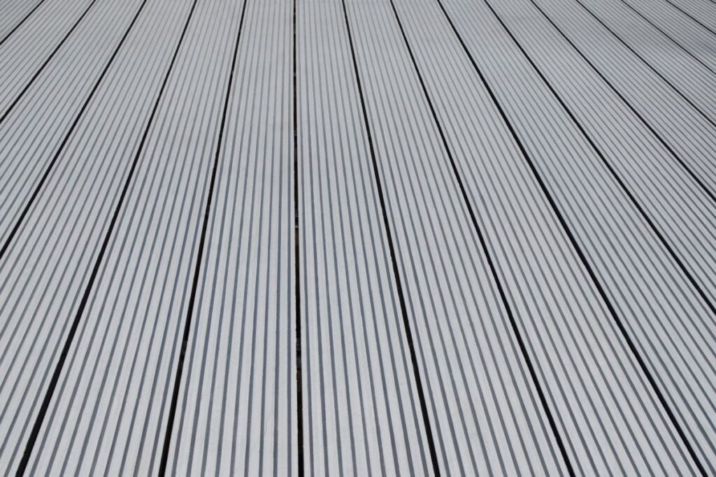 Dark gray or anthracite wpc material composite board deck for the construction of terrace.