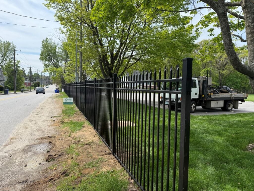 dark aluminum garden fence