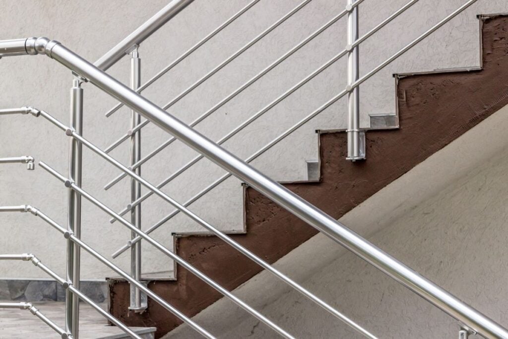 Elegant aluminum fence on the staircase