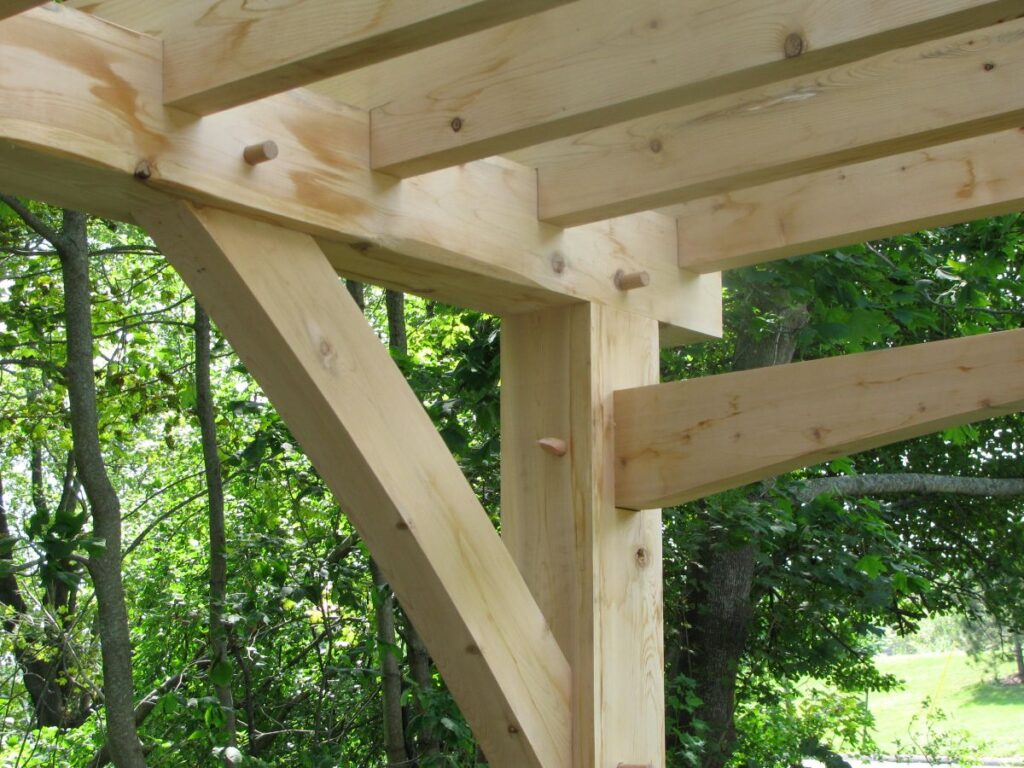 Close-up of a wooden pergola