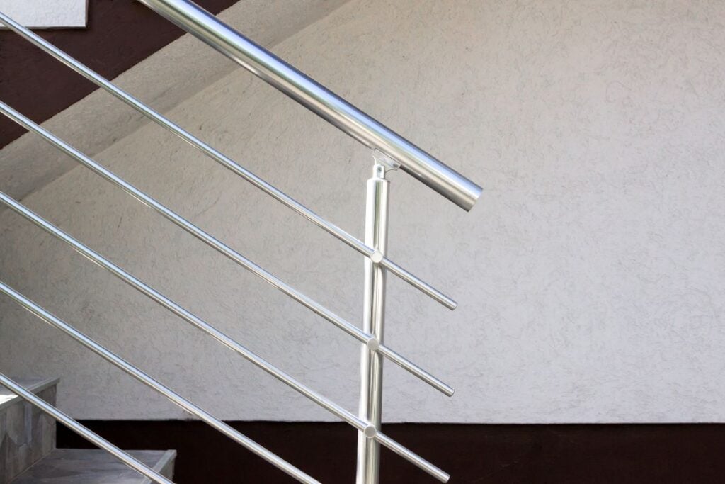 aluminum stair railing on outdoor stairs